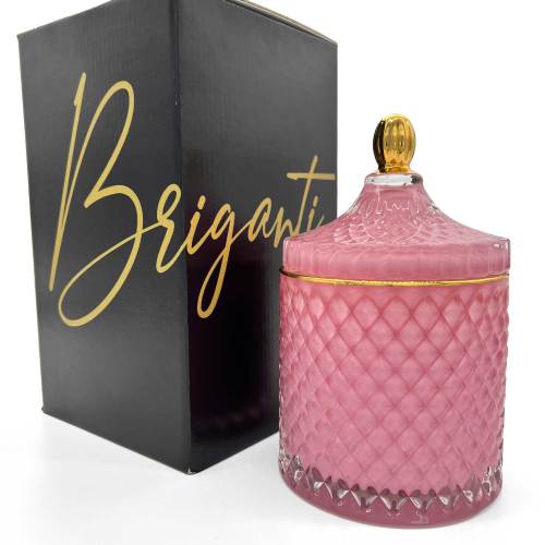 Briganti Elegant Tall Glass Jar Candle – Pink – Briganti Home